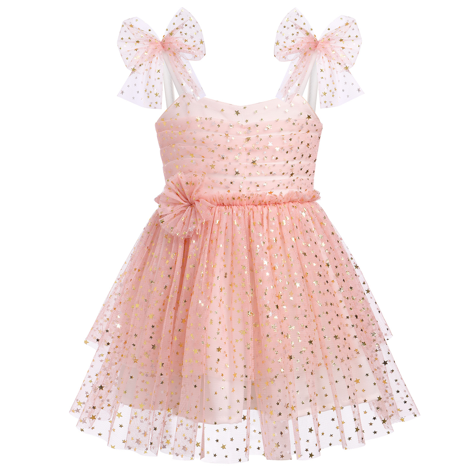 IDOPIP Baby Girls Tutu Dress Summer Sleeveless Ruffle Tulle Sundress Backless Party Princess Dresses